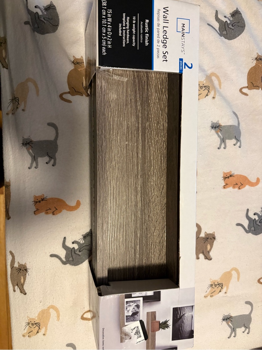 Mainstays Rustic Wood-Look Wall Ledge Shelves in Brown - 2 Pack